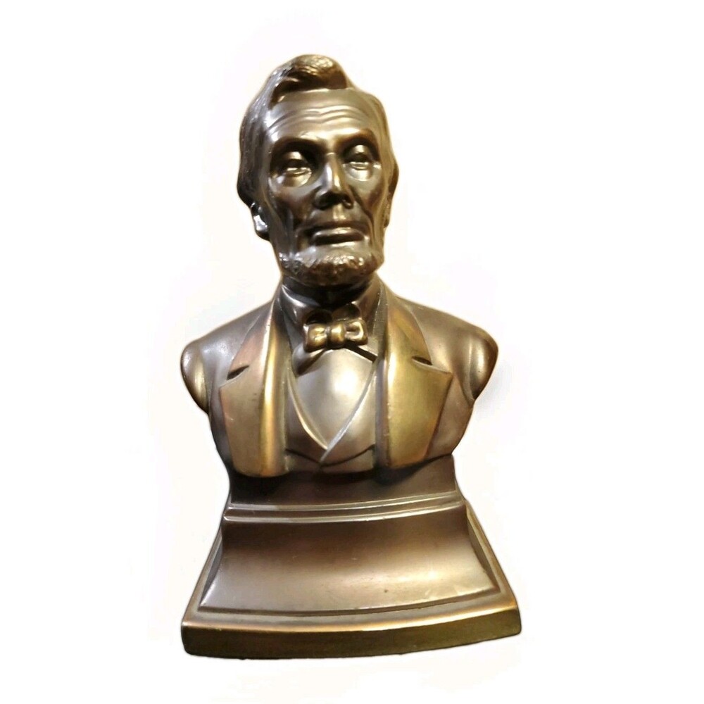Vintage PMC Bronze-Finish Abraham Lincoln Bust Bookend 5.75" Tall – 1930s-50s